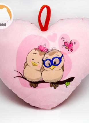 Декоративна подушка серце совоньки