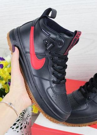 Женские осенние кроссовки nike lunar force 1 duckboot (темно/синие с красным)1 фото