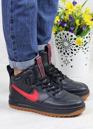 Женские осенние кроссовки nike lunar force 1 duckboot (темно/синие с красным)2 фото