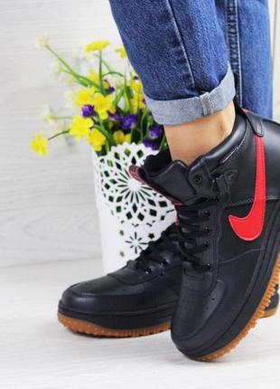 Женские осенние кроссовки nike lunar force 1 duckboot (темно/синие с красным)3 фото