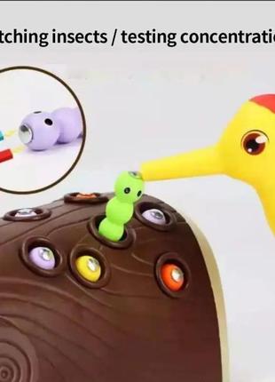 Развивающая игрушка для детей магнитная игра накорми птенца материал пластик разноцветная6 фото