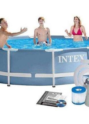 Каркасний басейн 305х76 см intex prism frame pool 26702 сірий,...