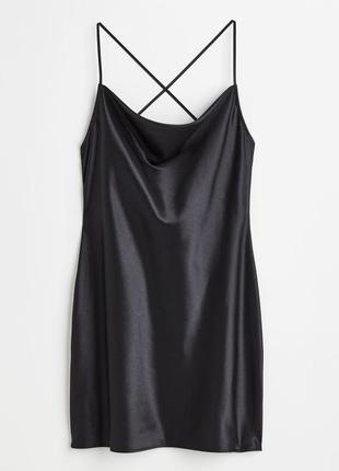 Черное мини платье сарафан h&m, p. m