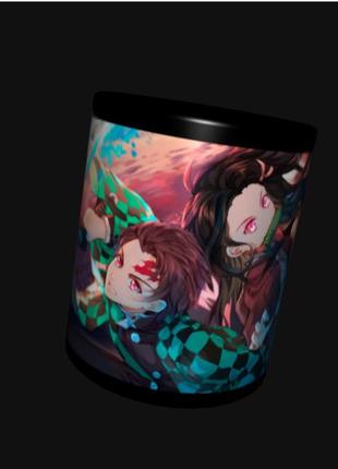Чашка кружка аниме клинок рассекающий демонов незуко и  танджиро (0024)