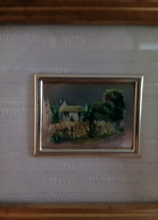Продам маленьку, позолочену картину з німецьким будиночком.4 фото