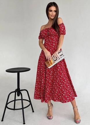 Летнее платье длинное в корсетном стиле цветочной расцветки 42-44, 46-48 (#495сю)