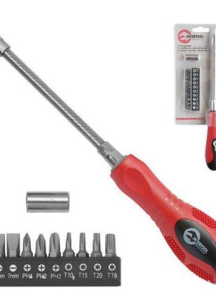 Викрутка з гнучким кабелем і комплектом насадок intertool vt-1012