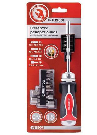 Викрутка реверсивна з комплектом насадок intertool vt-1002