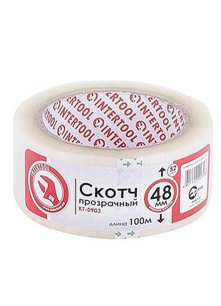 Скотч прозорий 48мм*100м*52мкм intertool kt-0903