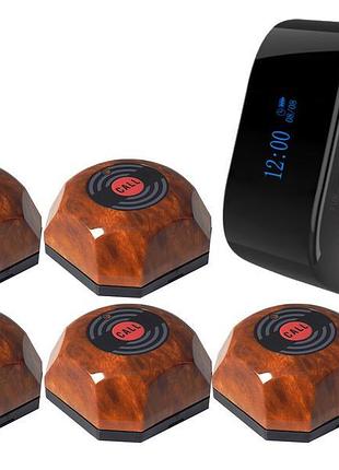 Комплект системи виклику персонала, офіціанта на 5 кнопок з вологостійким пейджером