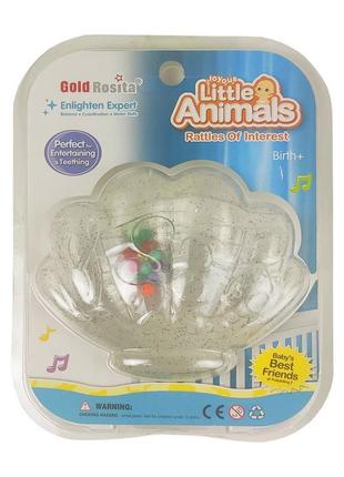 Детская погремушка животные 8820-2, 12 видов ракушка