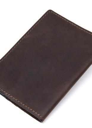 Матова шкіряна обкладинка на паспорт grande pelle 11481 коричневий2 фото