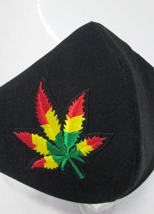 Маска дизайнерская вышивка коттон плотная ткань защита конопля марихуана мв-521 фото