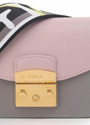 Сумка furla metropolis brava mini onice-camelia розовый с серым3 фото