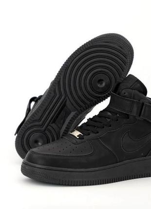 Чоловічі чорні шкіряні кросівки nike air force 1 high black (н...