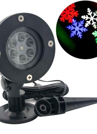 Лазерний проектор новорічний вуличний сніжинки rgbw led wl-602...