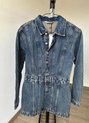 Платье джинсовое рубашка с длинным рукавом zara xs6 фото
