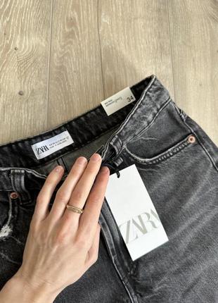 Шорти джинсові короткі графітові чорні zara xs2 фото