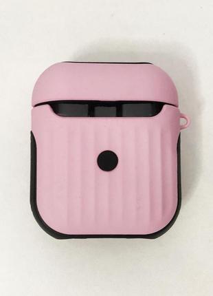 Противоударный чехол для apple airpods силиконовый розовый