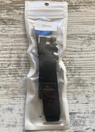 Силіконовий ремінець для годинника 22мм (чорний колір)4 фото