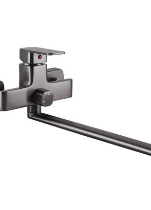Змішувач для ванної globus lux milano glm-0208n-11-graphite- euro латунь l350мм.графіт блиск.