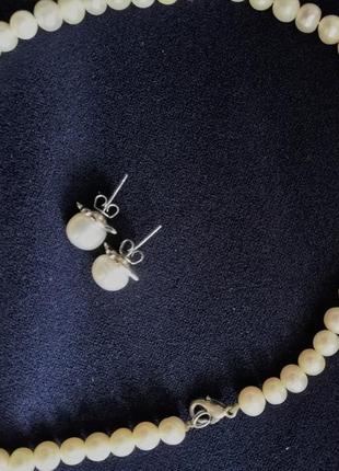 Срібні сережки з перлами2 фото