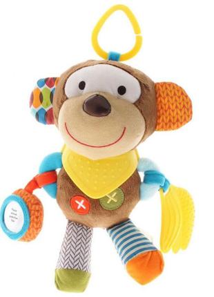 Брязкальце вт-т-4626-1-6 підвіска тварина м'яка з прорізувачем 20 см мавпа