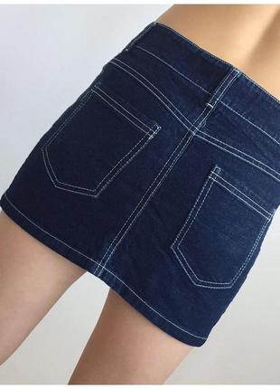 Джинсовая юбка, джинсовая мини-юбка юбка, юбка, темно синяя мини юбка тренд 20242 фото