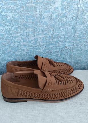 Шикарні чоловічі туфлі лофери з плетеної шкіри бренду river island.2 фото