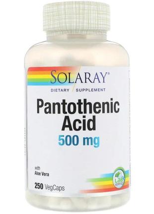 Пантотенова кислота, pantothenic acid, solaray, 500 мг, 250 ро...