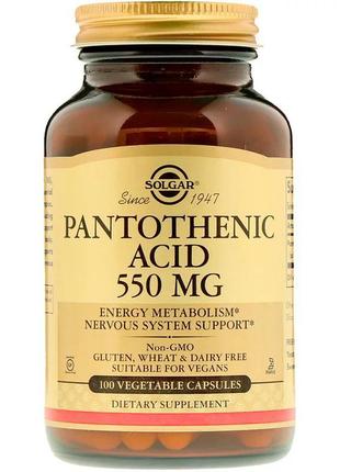 Пантотенова кислота (b5) pantothenic acid, solgar, 550 мг, 100...