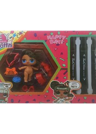 Детская кукла "lql" ey2413 с маркерами брюнетка в красном платье