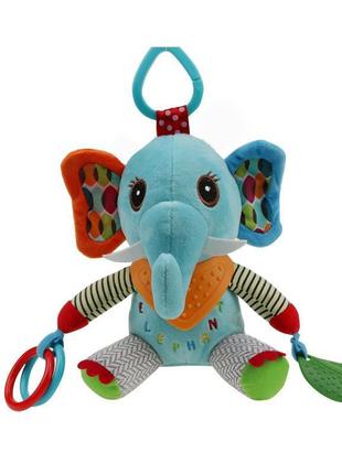 Мягкая погремушка-подвеска wd210260 с прорезывателем слон