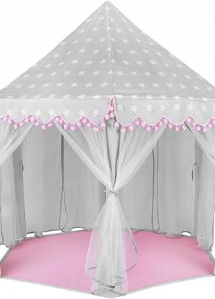 Палатка детская игровая серо-розовая kruzzel (польша)5 фото