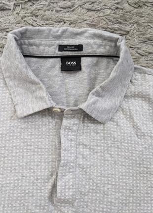 Поло hugo boss, coton linen, size l(slim fit), подойдет на м, содержание льна 16%, плечи 42 подмышки 53 длина 681 фото