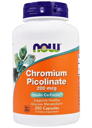 Хром піколінат, chromium picolinate, now foods, 200 мкг, 250 к...