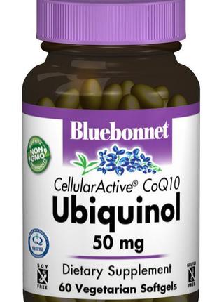 Убіхінол 50 мг, cellular active, bluebonnet nutrition, 60 жела...
