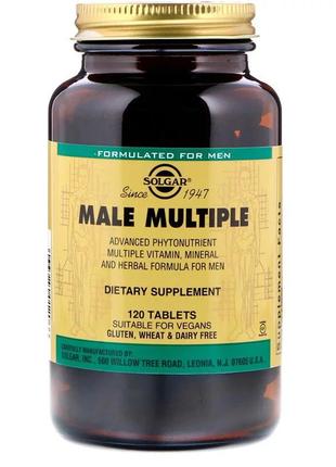 Мультивітаміни для чоловіків, male multiple, solgar, 120 таблеток1 фото
