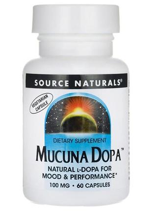 Мукуна пекуча, mucuna dopa, source naturals, 60 капсул