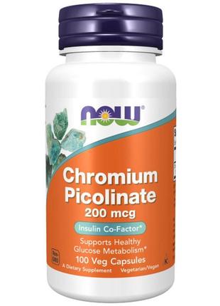 Піколінат хрому, 200 мкг, chromium picolinate, now foods, 100 ...