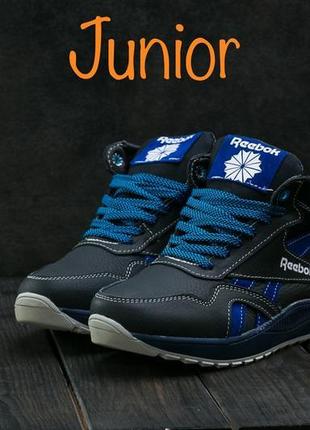 Підліткові шкіряні зимові кросівки reebok сині 050w-t1_sin2 фото