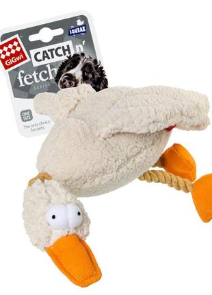 Игрушка для собак утка с пищалкой gigwi catch&fetch, текстиль, веревка, 36 см2 фото