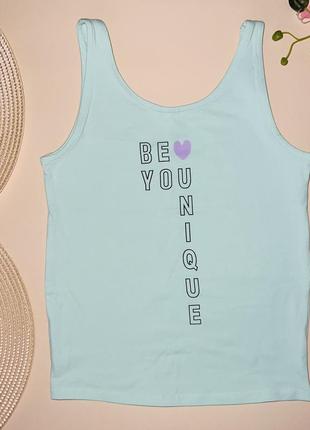 Майка літня стрейчкотон ⚜️бірюзового кольору з принтом // розмір: 146/152 см.