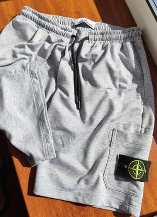 Шорты stone island мужские серые3 фото