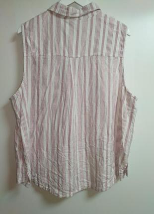 Льняная блуза безрукавка в полоску 22/56-58 размера5 фото