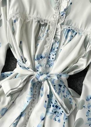 Несравненное платье с поясом, в сочетании с кружевом и нежной цветочной расцветкой☀️💓4 фото