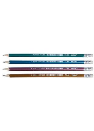 Олівець графітовий, hв, з ластиком, metallic, гк42, умка