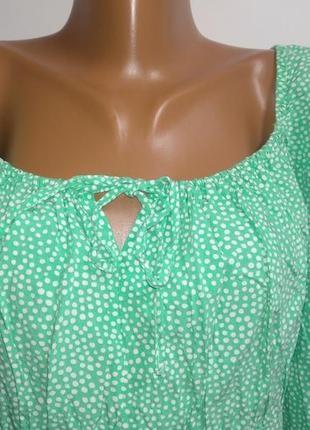 Натуральная блуза в горошек с объемными рукавами 18/52-54 размера2 фото