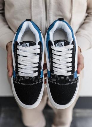 Мужские кеды в стиле vans black blue ванс венс подростковые унисекс синие черные венсы вансы замша текстиль 36-452 фото