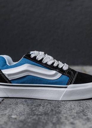 Мужские кеды в стиле vans black blue ванс венс подростковые унисекс синие черные венсы вансы замша текстиль 36-459 фото